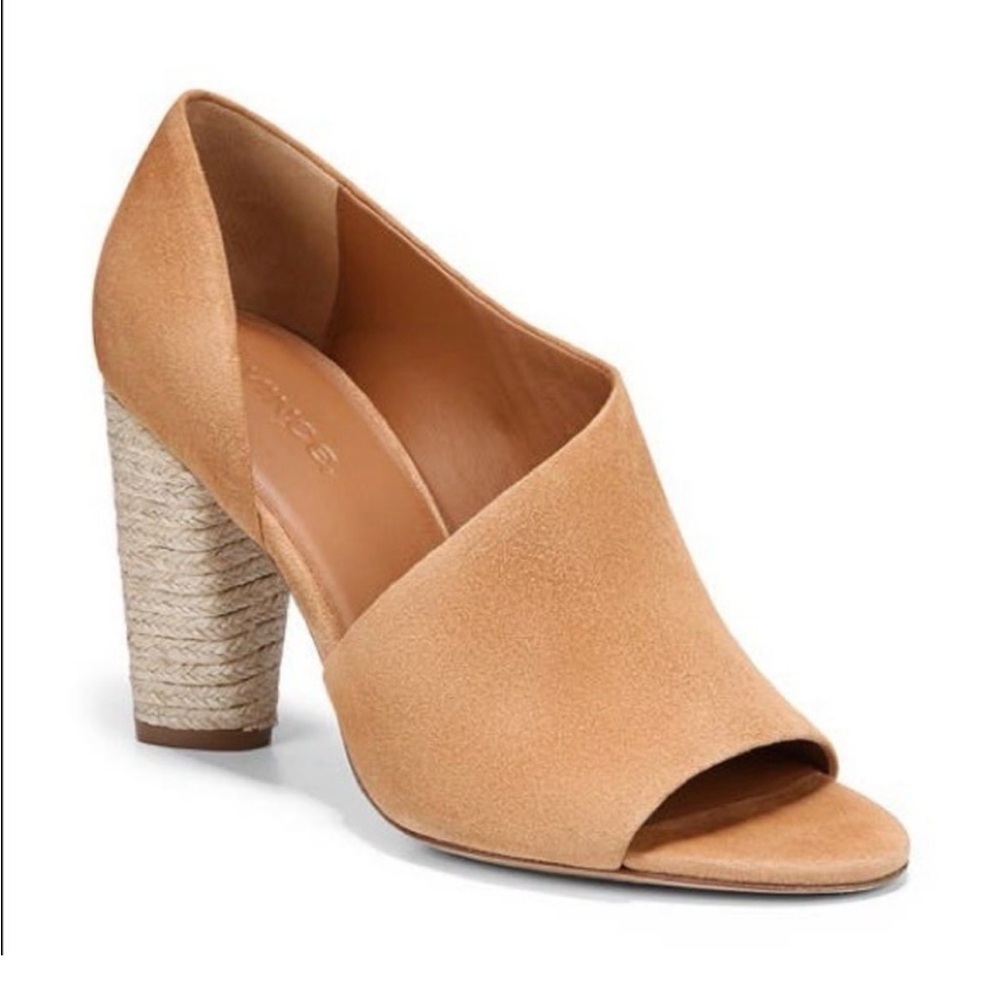 VINCE Women’s Percey Suede Block Heels Tan Size 8